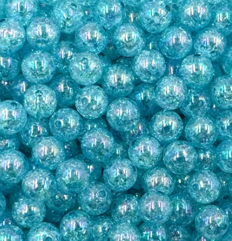 12mm Aqua Blue Crackle Acrylic Beads