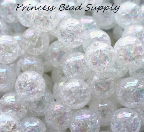 12mm White Crackle Acrylic Beads