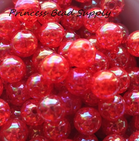 12mm Red Crackle Acrylic Beads