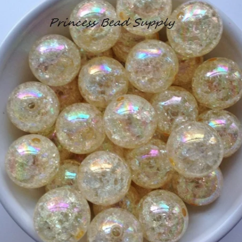 20mm Ivory Crackle Acrylic Beads