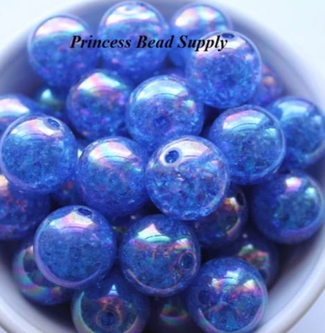 20mm Royal Blue Crackle Acrylic Beads