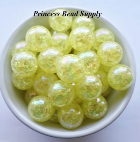 20mm Yellow Crackle Acrylic Beads
