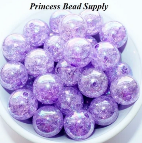 20mm Purple Crackle Acrylic Beads