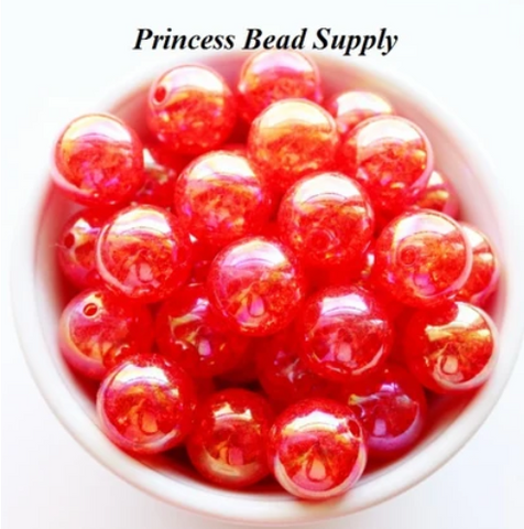 20mm Red Crackle Acrylic Beads