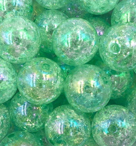 20mm Mint Crackle Acrylic Beads