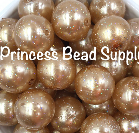 20mm Gold Glitter Pearl Chunky Beads