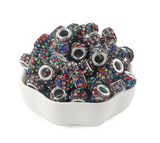 Large Hole Crystal Rhinestone Rondelle Spacer Beads--Black Multi-Colored