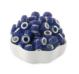 Large Hole Crystal Rhinestone Rondelle Spacer Beads--Royal Blue