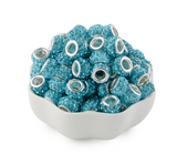 Large Hole Crystal Rhinestone Rondelle Spacer Beads--Aqua Blue