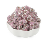 Large Hole Crystal Rhinestone Rondelle Spacer Beads--Pink