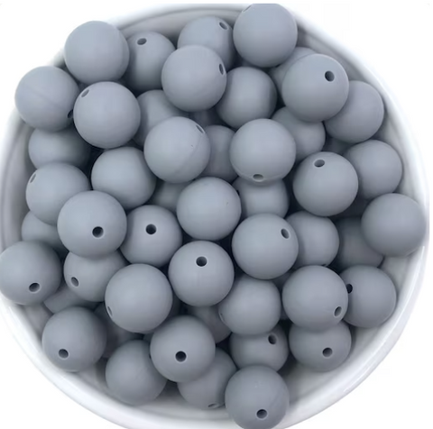 9mm Stone Gray Silicone Beads