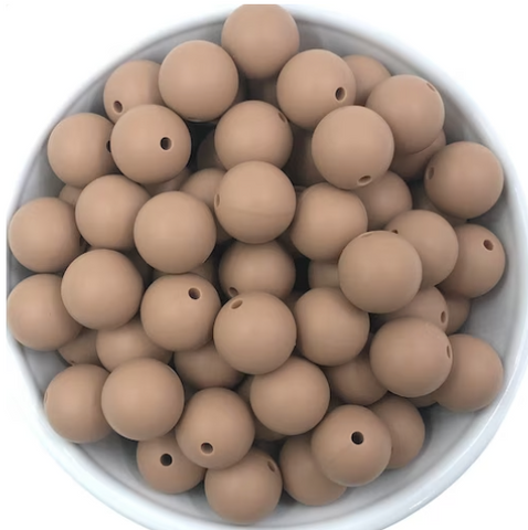 9mm Latte Brown Silicone Beads