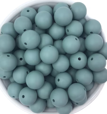 9mm Beach Blue Silicone Beads