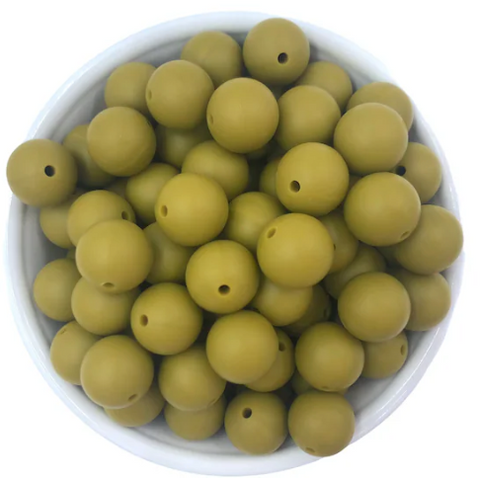9mm Moss Green Silicone Beads