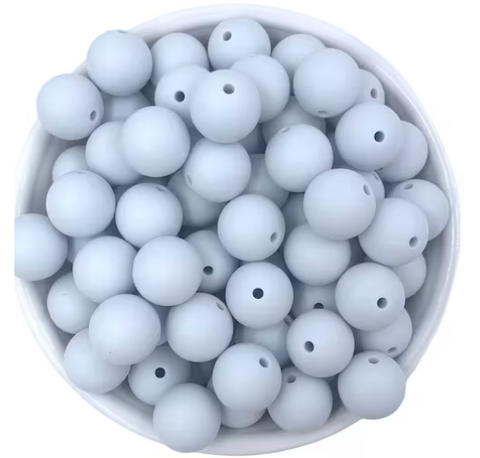 9mm Frost Blue Silicone Beads