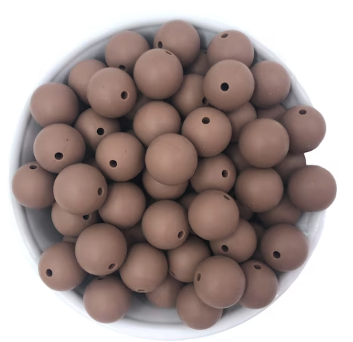 9mm Coffee Brown Silicone Beads