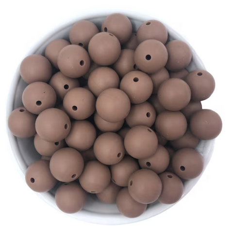 9mm Coffee Brown Silicone Beads