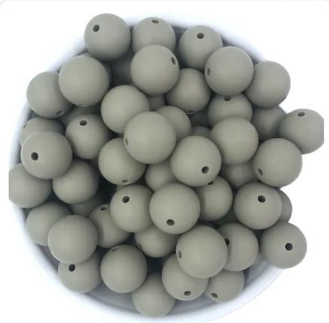 9mm Sage Gray Silicone Beads