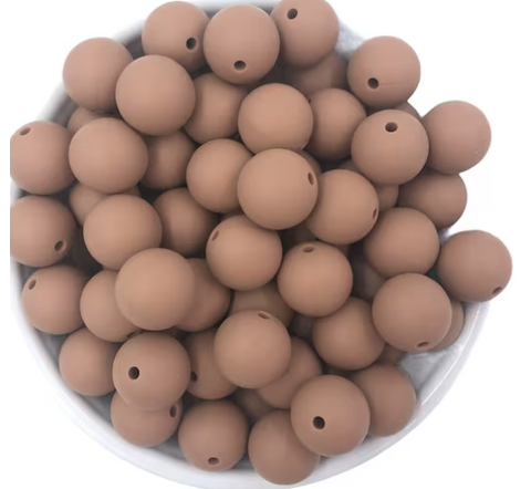 9mm Caramel Brown Silicone Beads