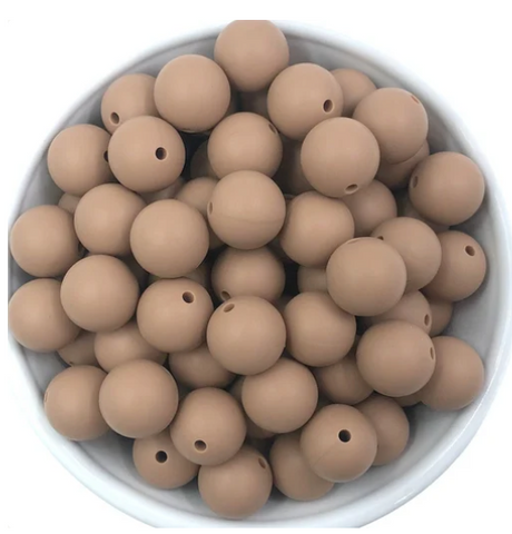 12mm Latte Brown Silicone Beads
