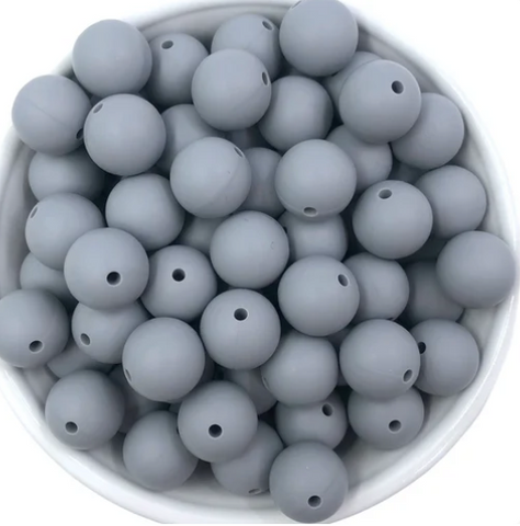 12mm Stone Gray Silicone Beads