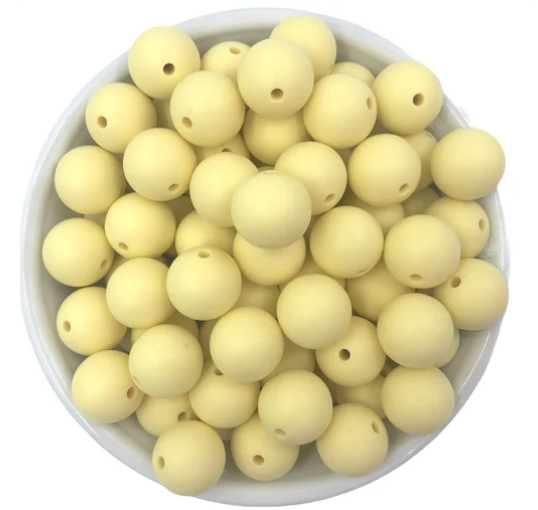12mm Butter Yellow Silicone Beads