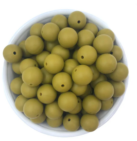 12mm Moss Green Silicone Beads