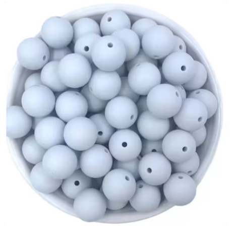 12mm Frost Blue Silicone Beads
