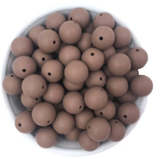 12mm Coffee Brown Silicone Beads