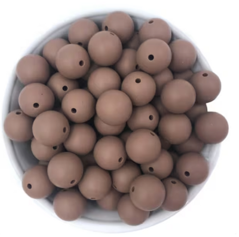12mm Coffee Brown Silicone Beads