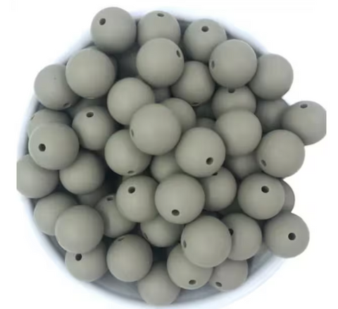 12mm Sage Gray Silicone Beads