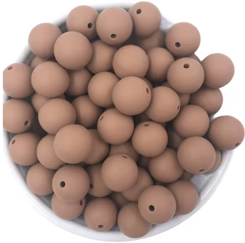 12mm Caramel Brown Silicone Beads