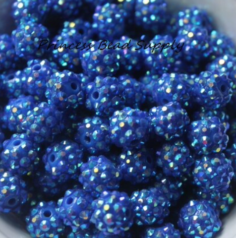 12mm Royal Blue Rhinestone Acrylic Beads