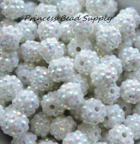 12mm White Rhinestone Acrylic Beads