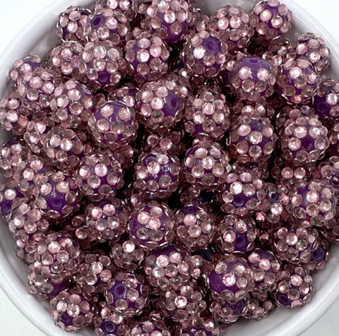 12mm Light Purple Sparkly Rhinestone Beads