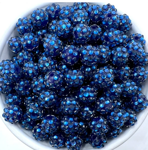 12mm Blue Sparkly Rhinestone Beads