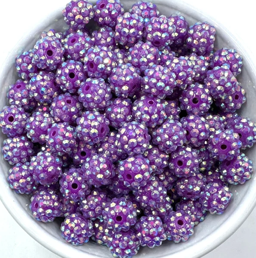 12mm Dark Purple Rhinestone Beads