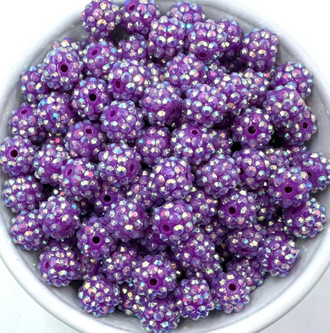 12mm Dark Purple Rhinestone Beads