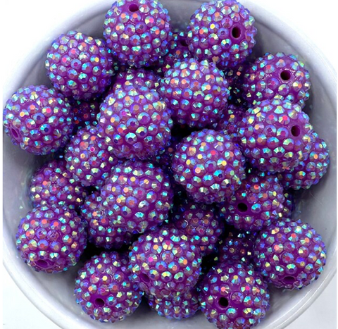 20mm Medium Purple AB Rhinestone Chunky Beads