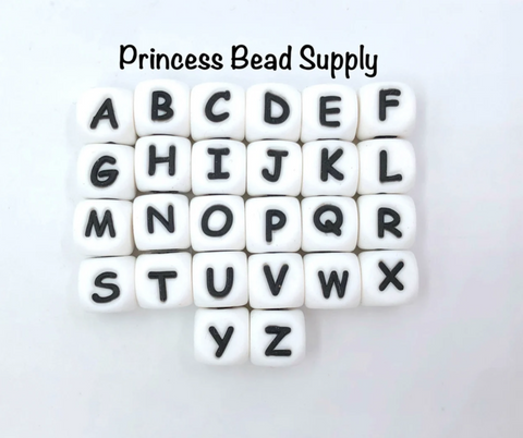 12mm Alphabet Letter Silicone Beads