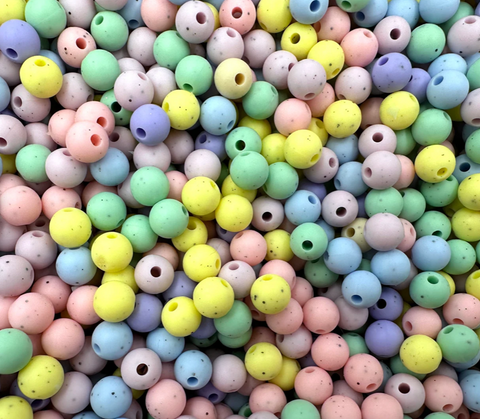9mm Pastel Speckled Round Beads