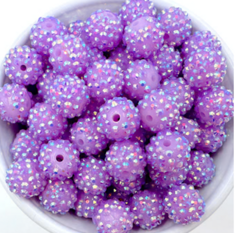 14mm Light Purple AB Rhinestone Beads