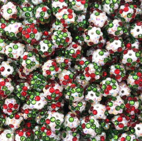 12mm Christmas Confetti Rhinestone Acrylic Beads