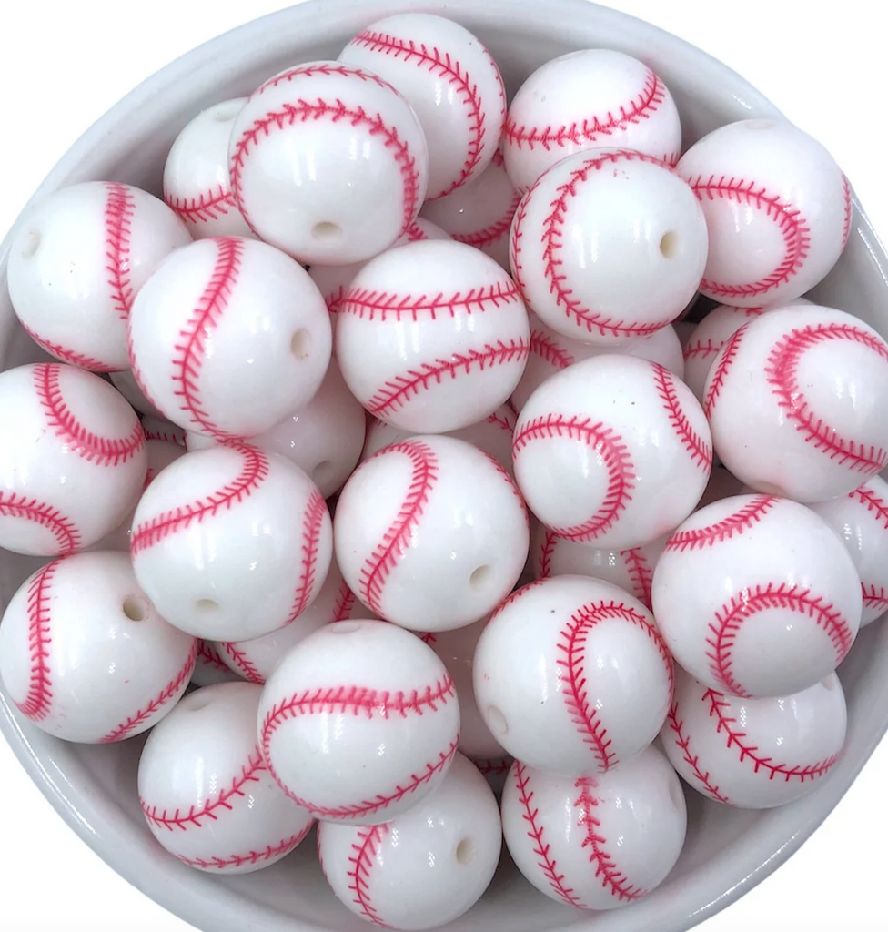 20mm Baseball Chunky Beads--Style 2