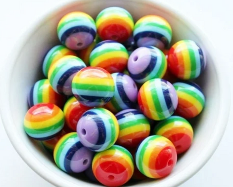 20mm Rainbow Striped Chunky Beads