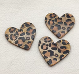 Brown Leopard Acrylic Heart Charm