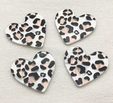 White Leopard Acrylic Heart Charm