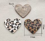 Brown Leopard Acrylic Heart Charm