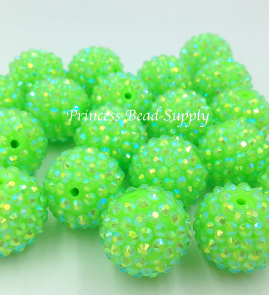 20mm Neon Green AB Rhinestone Chunky Beads – USA Silicone Bead Supply ...