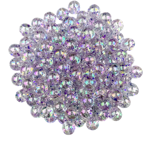 12mm Purple Clear Jelly Glitter Acrylic Beads